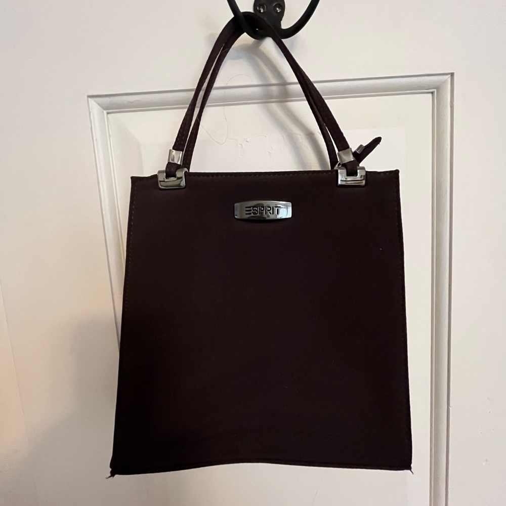 Vintage Esprit Dark Brown Tote with Silver Hardware